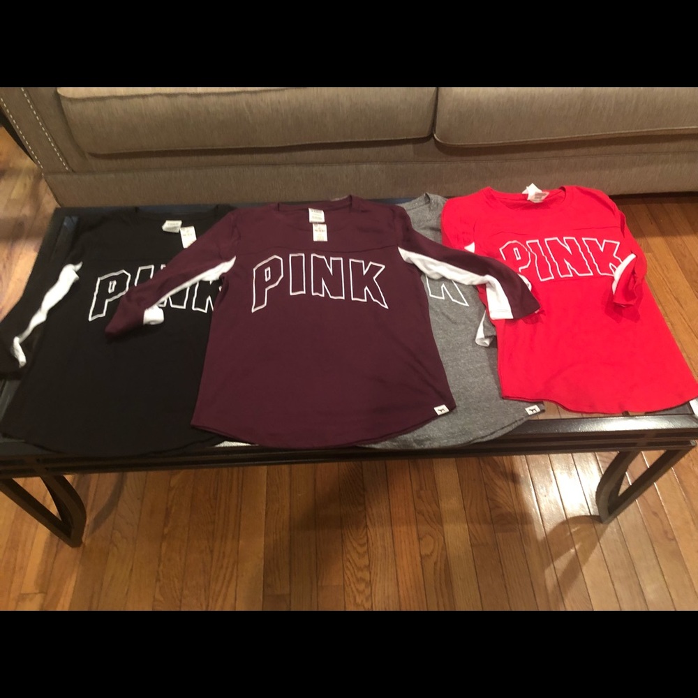 Victoria Secret football quarter length sleeve tee